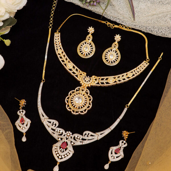 Radiant Elegance Gold and Ruby Party Jewelry Set for Rent