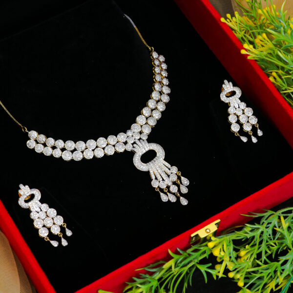 Exclusive Diamond Choker with Jhumki and Long Chandlers for Rent - Necklace, Earrings