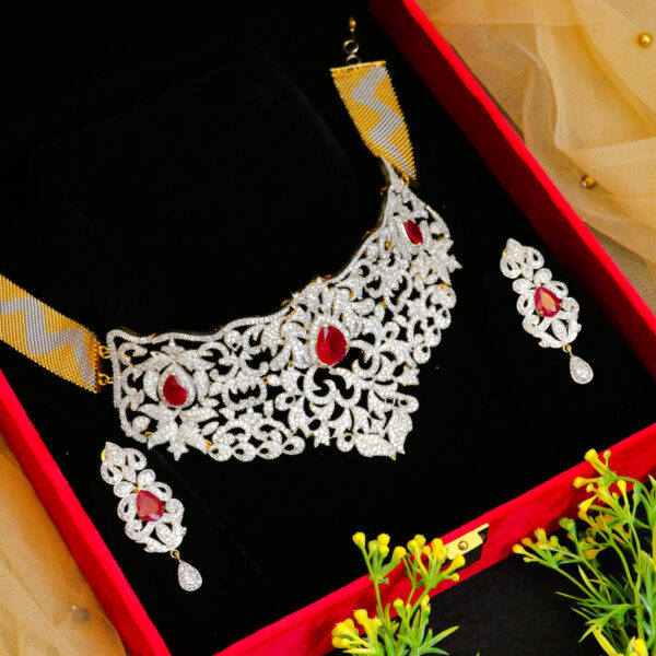 Exclusive Cocktail Set with Ruby Stone for Rent - Necklace, Earrings, Ruby Shandlers